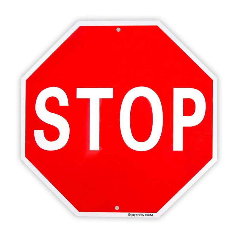 Enjoyist Stop Sign Street Slow Warning Sign 12"x 12" 40 Mil Rust Free Aluminum â€“ Reflective, UV Protected and Weatherproof - Image 1